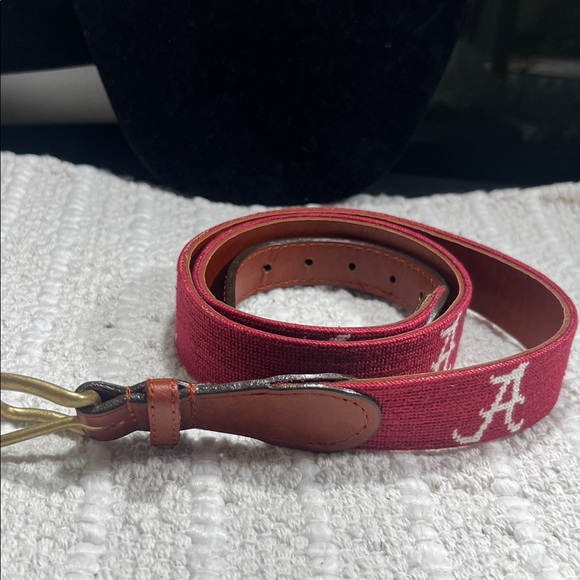 Smathers & Branson Alabama needlepoint Belt (Garnet) Solid Brass Bucket Size 38 - Picture 1 of 10